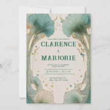 Art Nouveau Turquoise Gouden Ginkgo Blad Trouwring