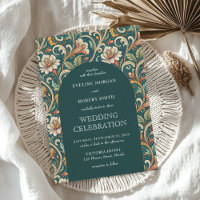 Art Nouveau turquoise ivoren bloemen bruiloft