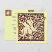Art Nouveau Turtle Doves Wedding Invitation Kaart (Voorkant / Achterkant)