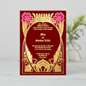  Art Nouveau Twee Bloemen Foliage Lijst Folie Uitnodiging (Staand Voorkant)