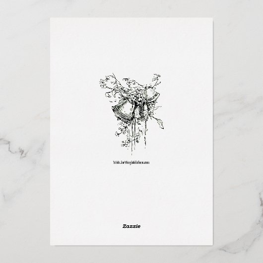  Art Nouveau Twee Bloemen Foliage Lijst Folie Uitnodiging (Achterkant)