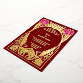  Art Nouveau Twee Bloemen Foliage Lijst Folie Uitnodiging (Gedraaid)