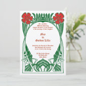  Art Nouveau Twee Bloemen Foliage Lijst Kaart (Staand voorkant)