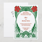  Art Nouveau Twee Bloemen Foliage Lijst Kaart (Voorkant / Achterkant)