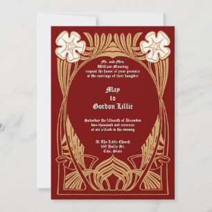 Art Nouveau Twee Bloemen Foliage Lijst Kaart