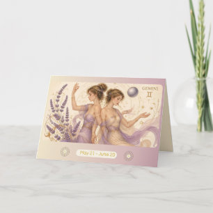 Art Nouveau Tweeling Dierenriemkaart Bedankkaart