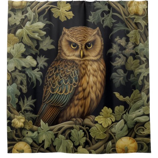 Art nouveau uil in het bos douchegordijn (Voorkant)