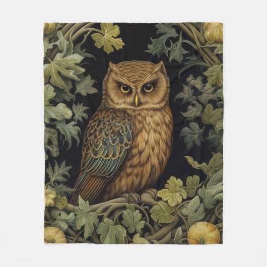 Art nouveau uil in het bos fleece deken (Voorkant)