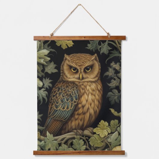 Art nouveau uil in het bos hangend wandkleed (Voorkant)