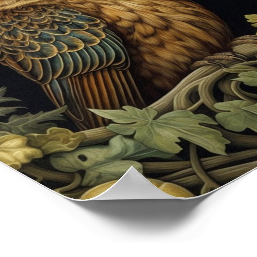 Art nouveau uil in het bos poster (Hoek)