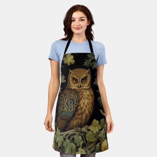 Art nouveau uil in het bos schort (Gedragen)
