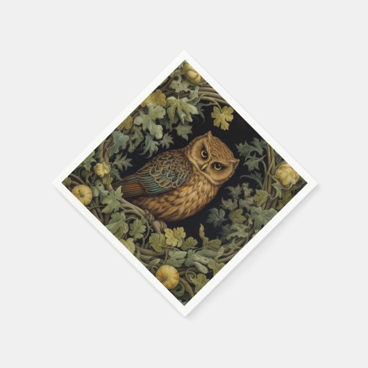 Art nouveau uil in het bos servet (Hoek)