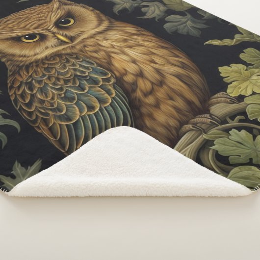 Art nouveau uil in het bos sherpa deken (3/4)