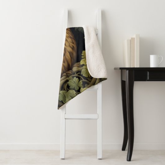 Art nouveau uil in het bos sherpa deken (In situ)