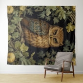 Art nouveau uil in het bos wandkleed (In Situ (horizontaal))
