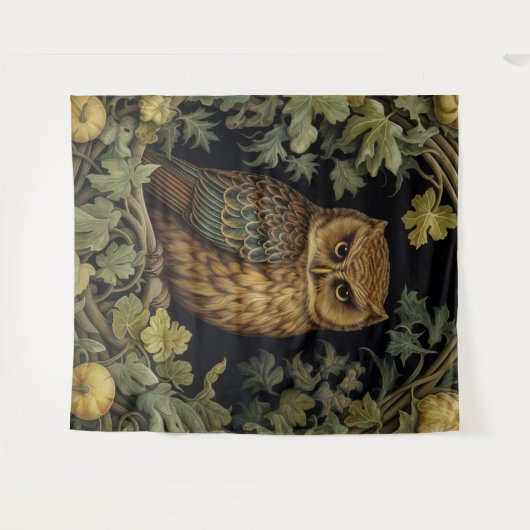 Art nouveau uil in het bos wandkleed (Voorkant (horizontaal))