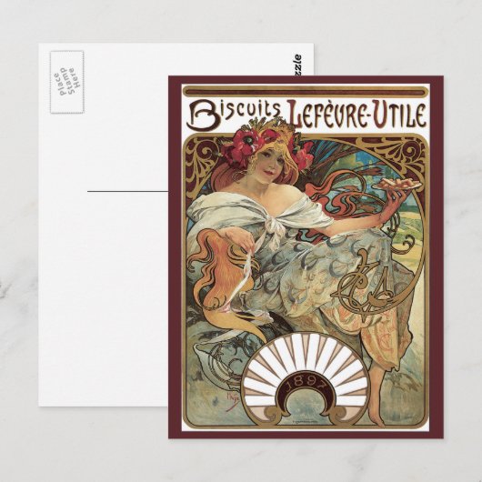 Art Nouveau uit het verleden, Biscuits van Alphons Briefkaart (Voorkant / Achterkant)
