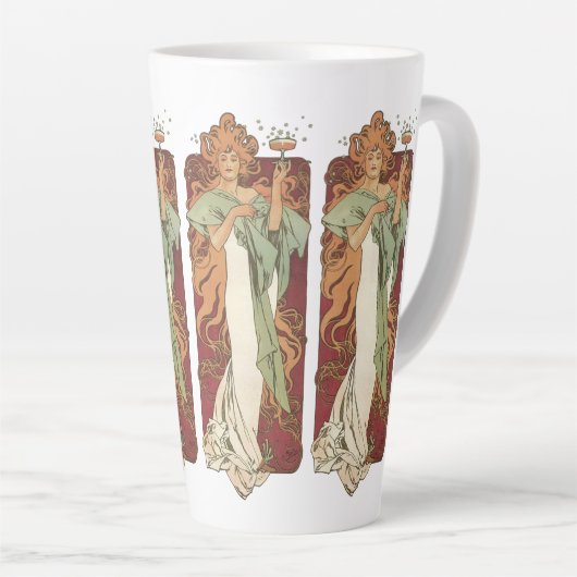 Art Nouveau uit het verleden, Champagne door Alpho Latte Mok (Rechterhoek)