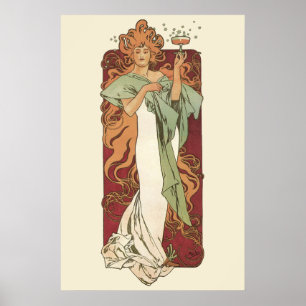 Art Nouveau uit het verleden, Champagne van Alphon Poster