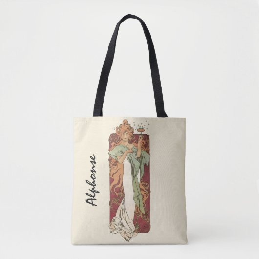 Art Nouveau uit het verleden, Champagne van Alphon Tote Bag (Voorkant)