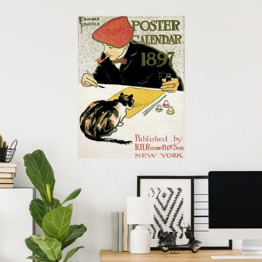 Art Nouveau uit het verleden, Kunstenaar Schildert Poster (Thuiskantoor)