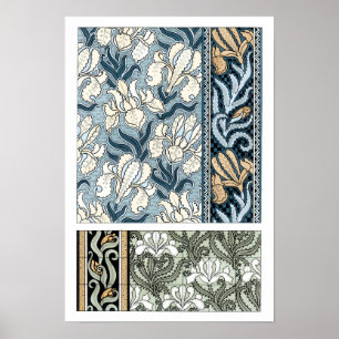 Art Nouveau uit het verleden, Tuin Iris Bloemen Poster