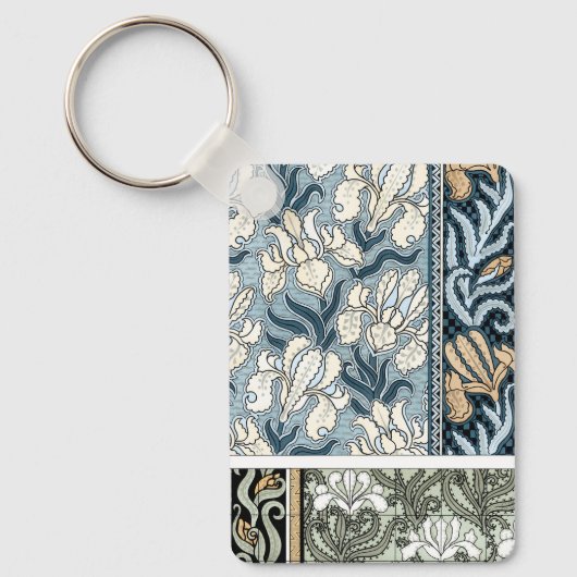 Art Nouveau uit het verleden, tuin iris bloemen Sleutelhanger (Voorkant)
