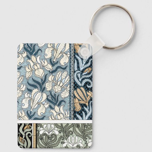 Art Nouveau uit het verleden, tuin iris bloemen Sleutelhanger (Achterkant)