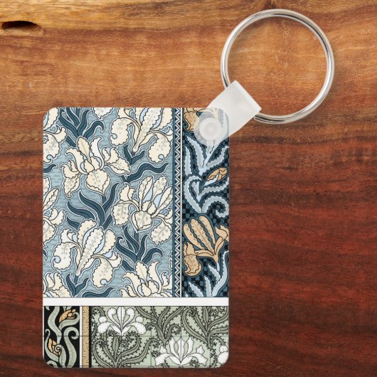 Art Nouveau uit het verleden, tuin iris bloemen Sleutelhanger (Achterkant)