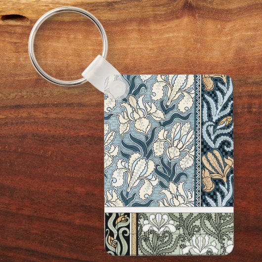 Art Nouveau uit het verleden, tuin iris bloemen Sleutelhanger (Voorkant)