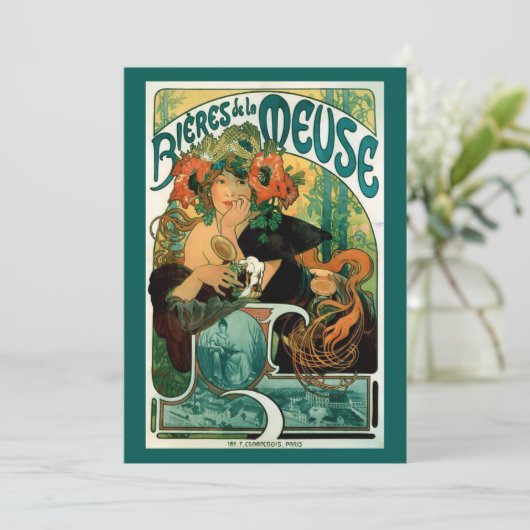 Art Nouveau Uitnodiging door Alphonse (Alfons) Muc (Staand voorkant)