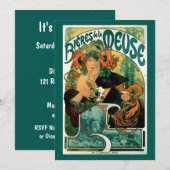 Art Nouveau Uitnodiging door Alphonse (Alfons) Muc (Voorkant / Achterkant)