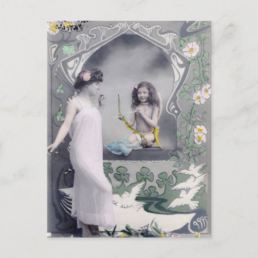 Art Nouveau Valentijn 1904 Briefkaart (Voorkant)