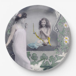 Art Nouveau Valentijn 1904 Papieren Bordje