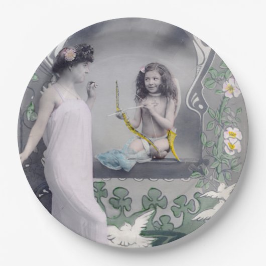 Art Nouveau Valentijn 1904 Papieren Bordje (Voorkant)