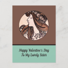 Art Nouveau Valentijnsdag Zuster Alphonse Mucha Feestdagenkaart