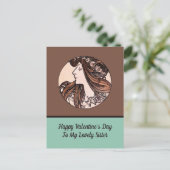Art Nouveau Valentijnsdag Zuster Alphonse Mucha Feestdagenkaart (Staand voorkant)