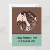Art Nouveau Valentijnsdag Zuster Alphonse Mucha Feestdagenkaart (Voorkant / Achterkant)