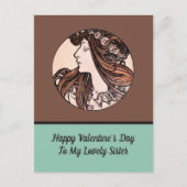 Art Nouveau Valentijnsdag Zuster Alphonse Mucha Feestdagenkaart (Voorkant)