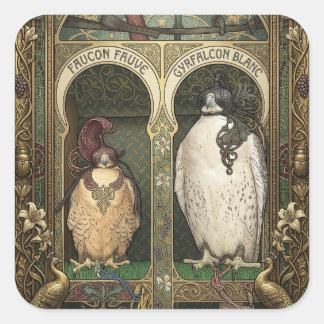 Art Nouveau valk - roofvogel valkerij Vierkante Sticker
