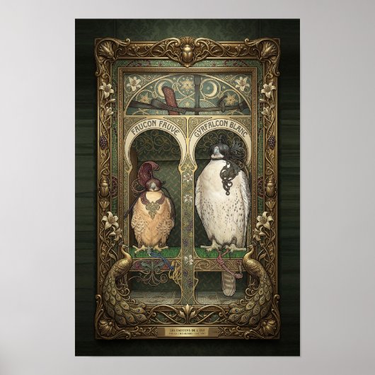 Art Nouveau Valk - Roofvogel Wandkunst Poster (Voorkant)