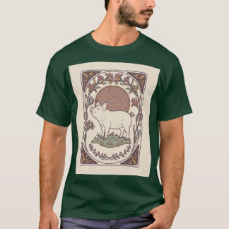 Art Nouveau Varken Klaproos Lijst Theetijd Thee T-shirt