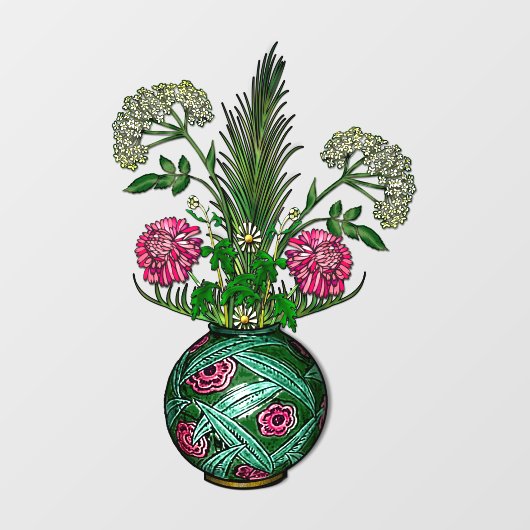 Art Nouveau Vase en Flowers Raamsticker (Vel)