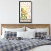 Art Nouveau, Vase met Columbine Flowers Canvas Afdruk (Insitu (Slaapkamer))
