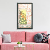 Art Nouveau, Vase met Columbine Flowers Canvas Afdruk (Insitu (Woonkamer))