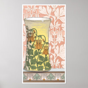  Art Nouveau, Vase met Columbine Flowers Poster