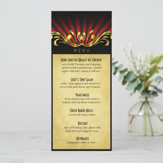 Art Nouveau Vegas menu rood (Staand voorkant)