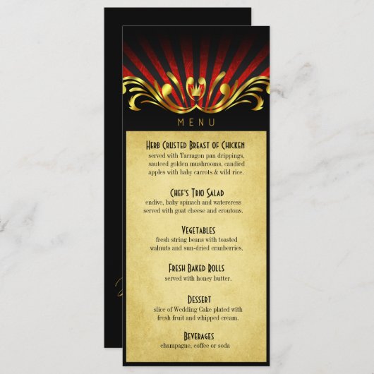 Art Nouveau Vegas menu rood (Voorkant / Achterkant)