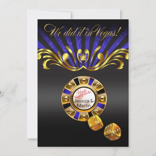 Art Nouveau Vegas Ontvangst | goud blauw Kaart (Voorkant)