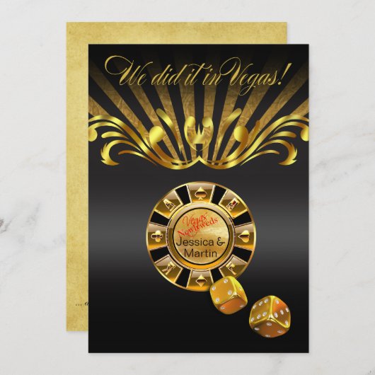 Art Nouveau Vegas Reception | Goud zwart Kaart (Voorkant / Achterkant)